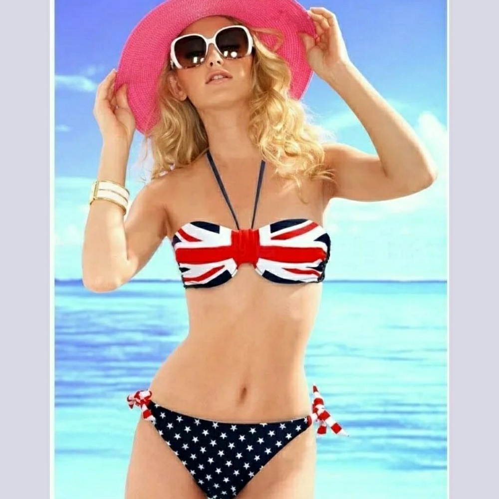 NEW Relleciga British Flag Bikini! Women 16/18 Label, Appears as M/L